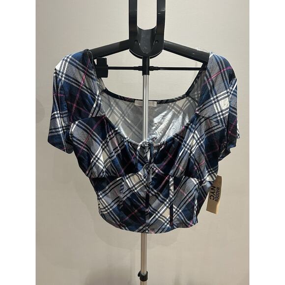 NWT Madden NYC Women's XXXL Plaid Cropped Top - Picture 1 of 5
